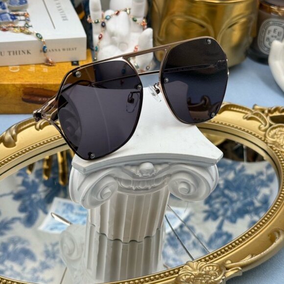 🆕 ALEXANDER MCQUEEN 🧿 NWOT AM0367S-001 Icon Sunglasses, Ruthenium & Black Lens - Picture 9 of 16